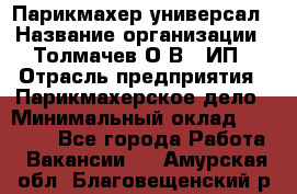 Парикмахер-универсал › Название организации ­ Толмачев О.В., ИП › Отрасль предприятия ­ Парикмахерское дело › Минимальный оклад ­ 18 000 - Все города Работа » Вакансии   . Амурская обл.,Благовещенский р-н